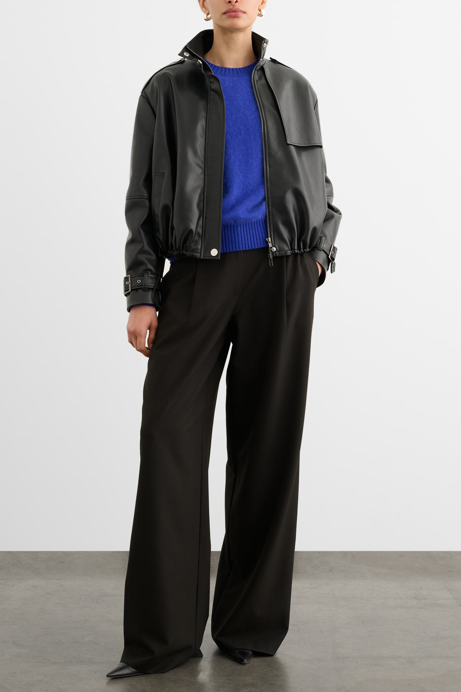 ALYSSA FUNNEL NECK BOMBER WITH DRAWSTRING DETAIL