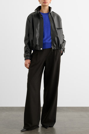 ALYSSA FUNNEL NECK BOMBER WITH DRAWSTRING DETAIL