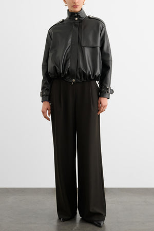 ALYSSA FUNNEL NECK BOMBER WITH DRAWSTRING DETAIL