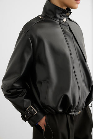 ALYSSA FUNNEL NECK BOMBER WITH DRAWSTRING DETAIL