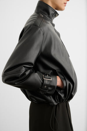 ALYSSA FUNNEL NECK BOMBER WITH DRAWSTRING DETAIL
