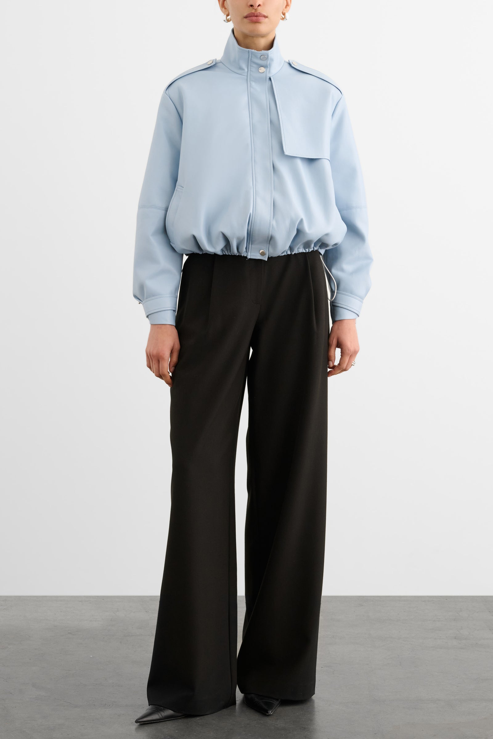 ALYSSA FUNNEL NECK BOMBER WITH DRAWSTRING DETAIL