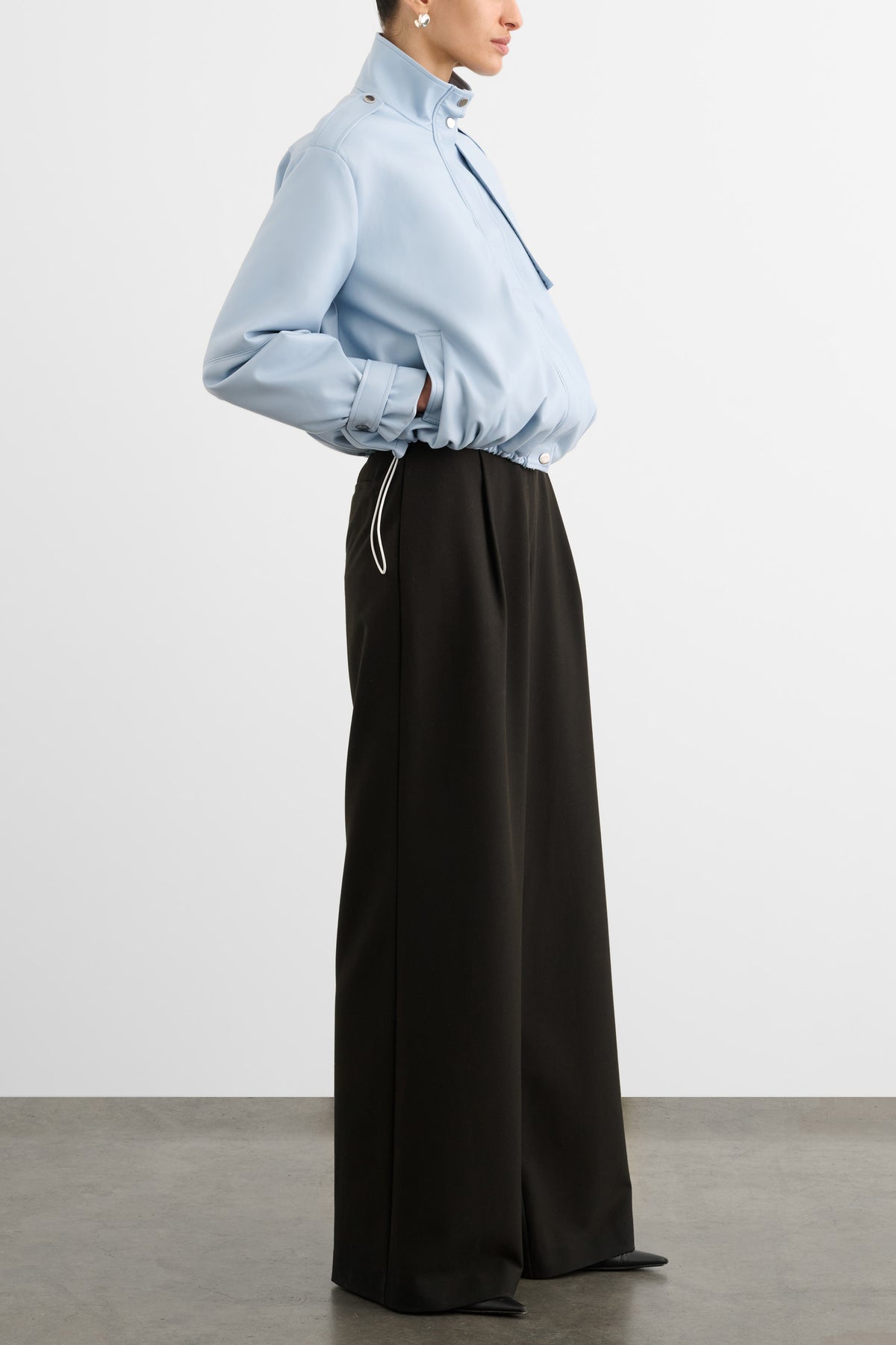 ALYSSA FUNNEL NECK BOMBER WITH DRAWSTRING DETAIL