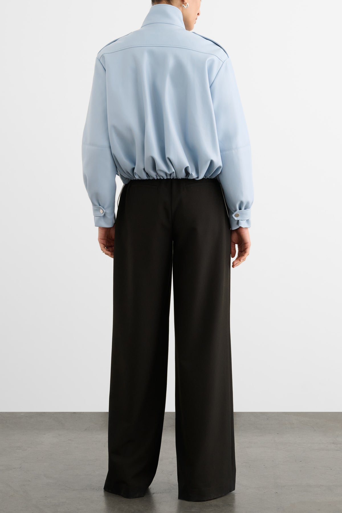 ALYSSA FUNNEL NECK BOMBER WITH DRAWSTRING DETAIL