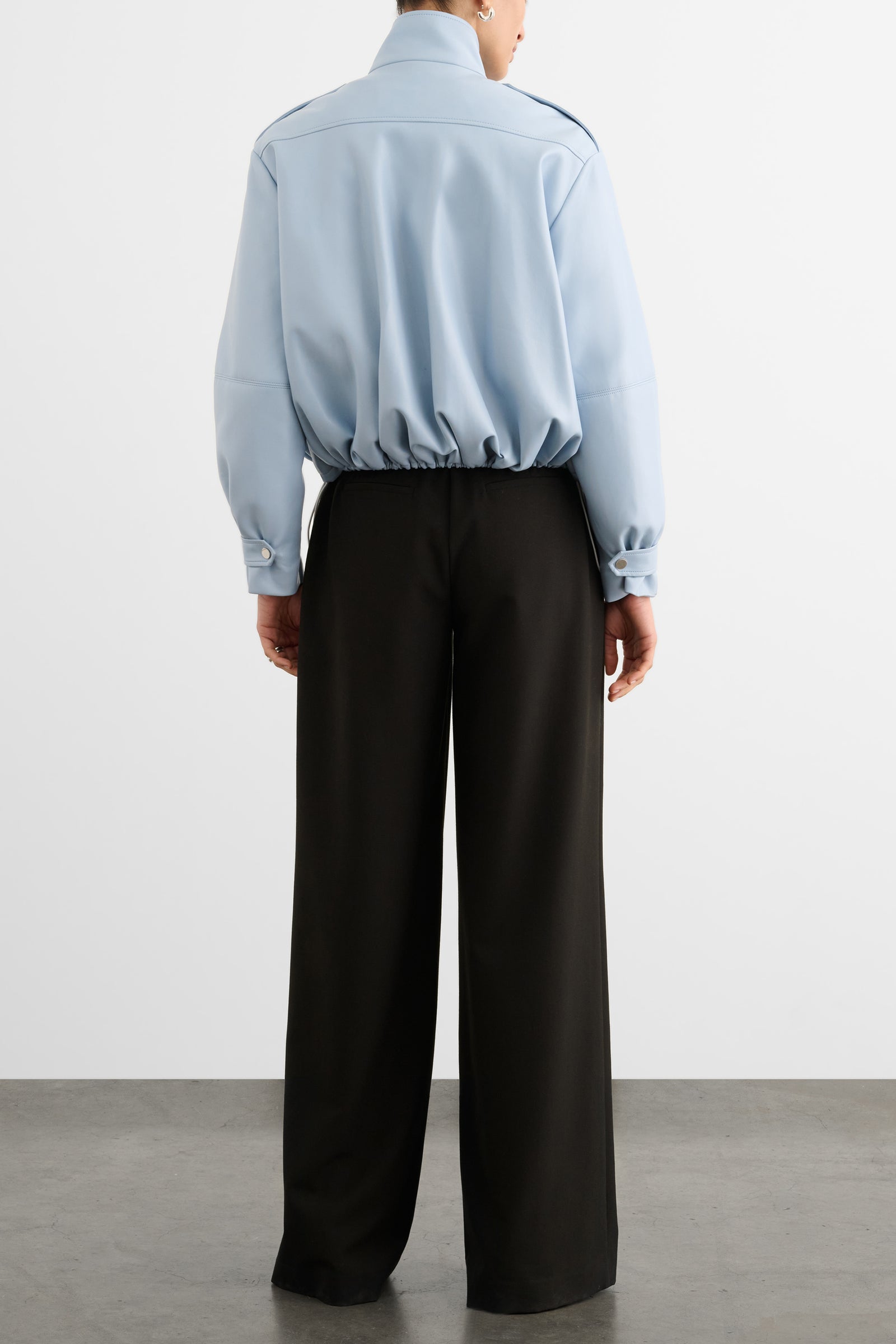 ALYSSA FUNNEL NECK BOMBER WITH DRAWSTRING DETAIL
