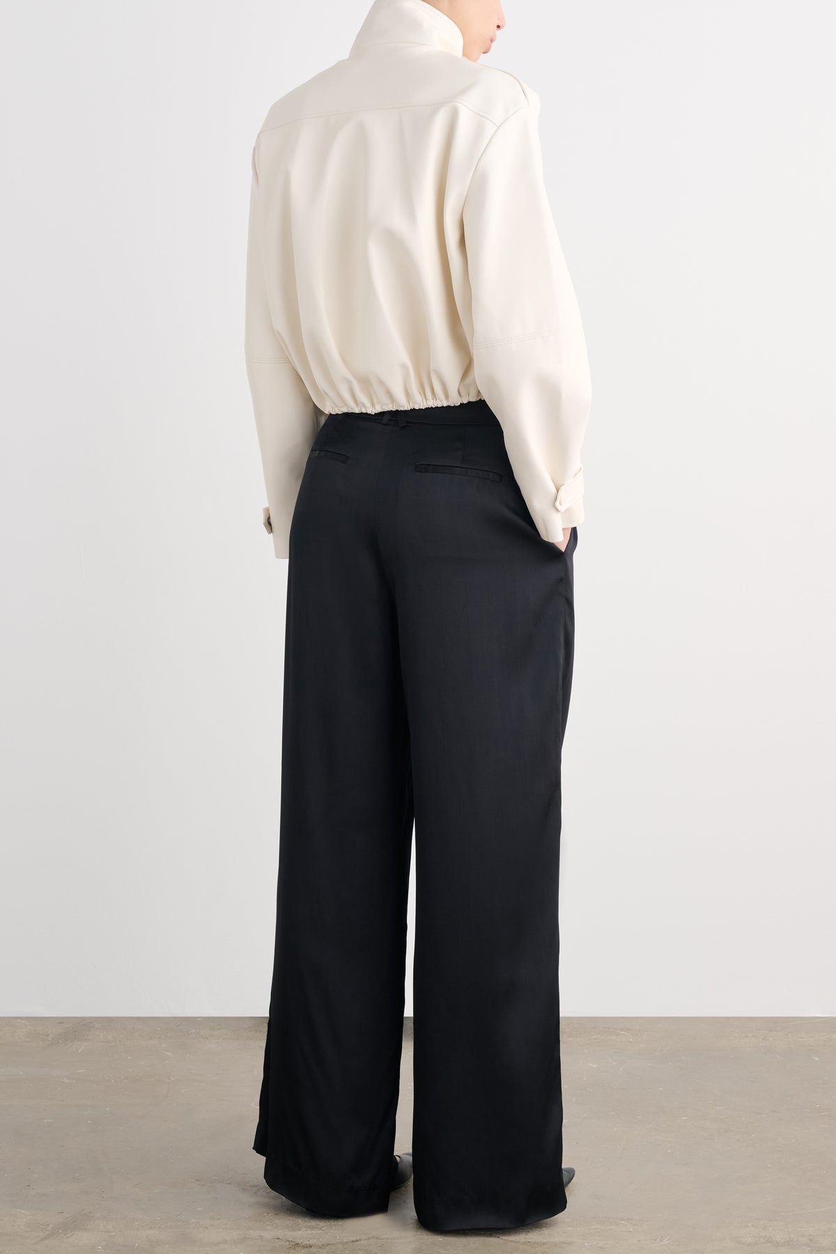 ALYSSA FUNNEL NECK BOMBER WITH DRAWSTRING DETAIL