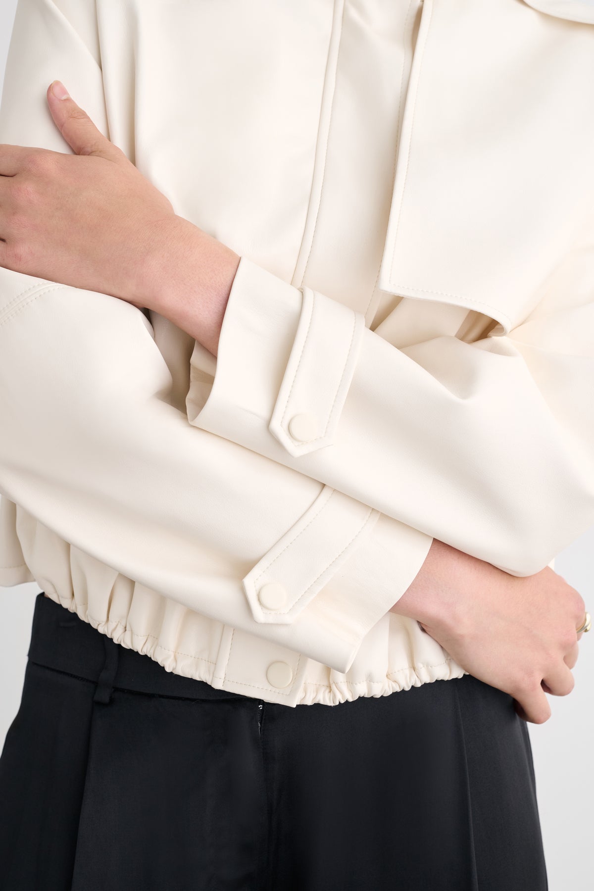 ALYSSA FUNNEL NECK BOMBER WITH DRAWSTRING DETAIL