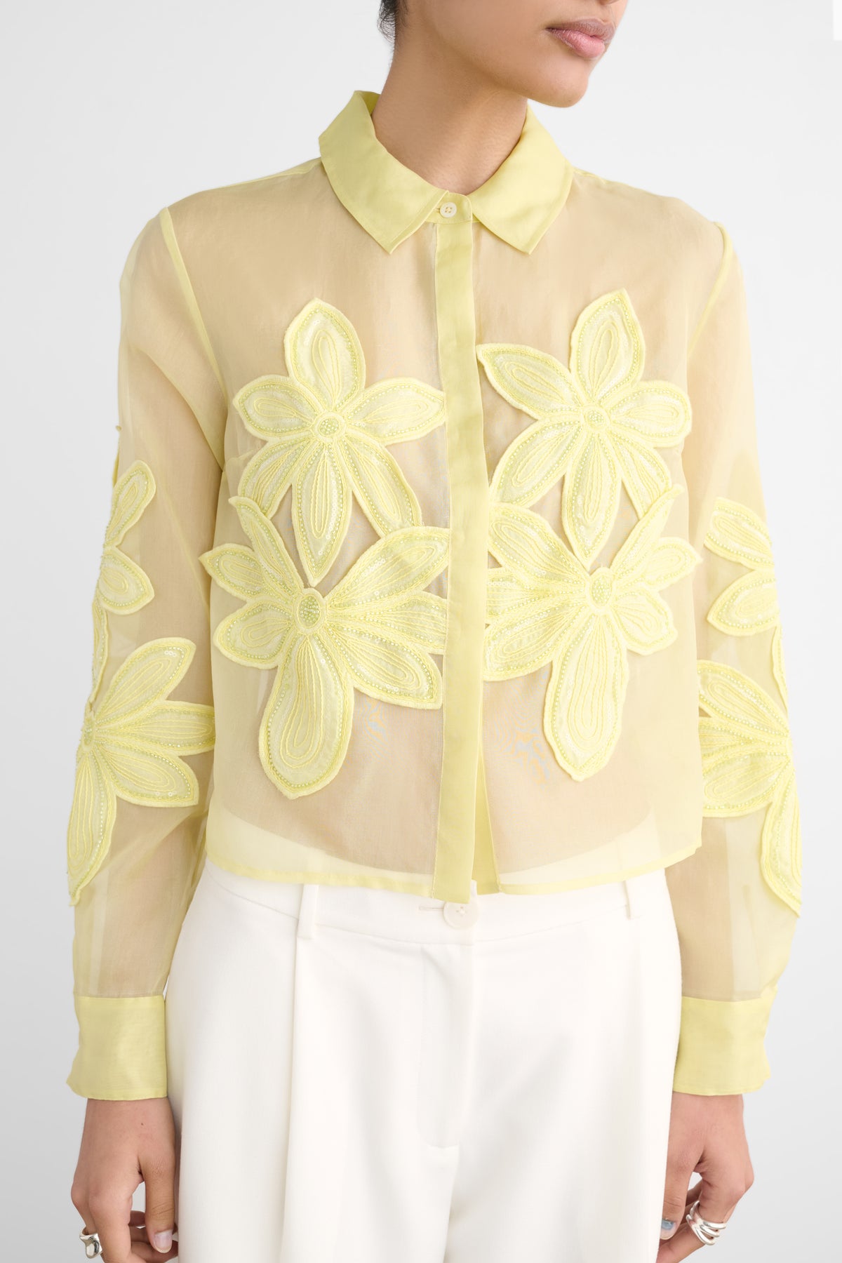 AMANDA BUTTON DOWN SHIRT WITH APPLIQUE