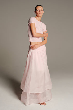 AMBER HIGH WAISTED TIERED MIDI SKIRT - Toccin
