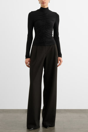 ANGELA MOCK NECK RUCHED LONG SLEEVE TOP