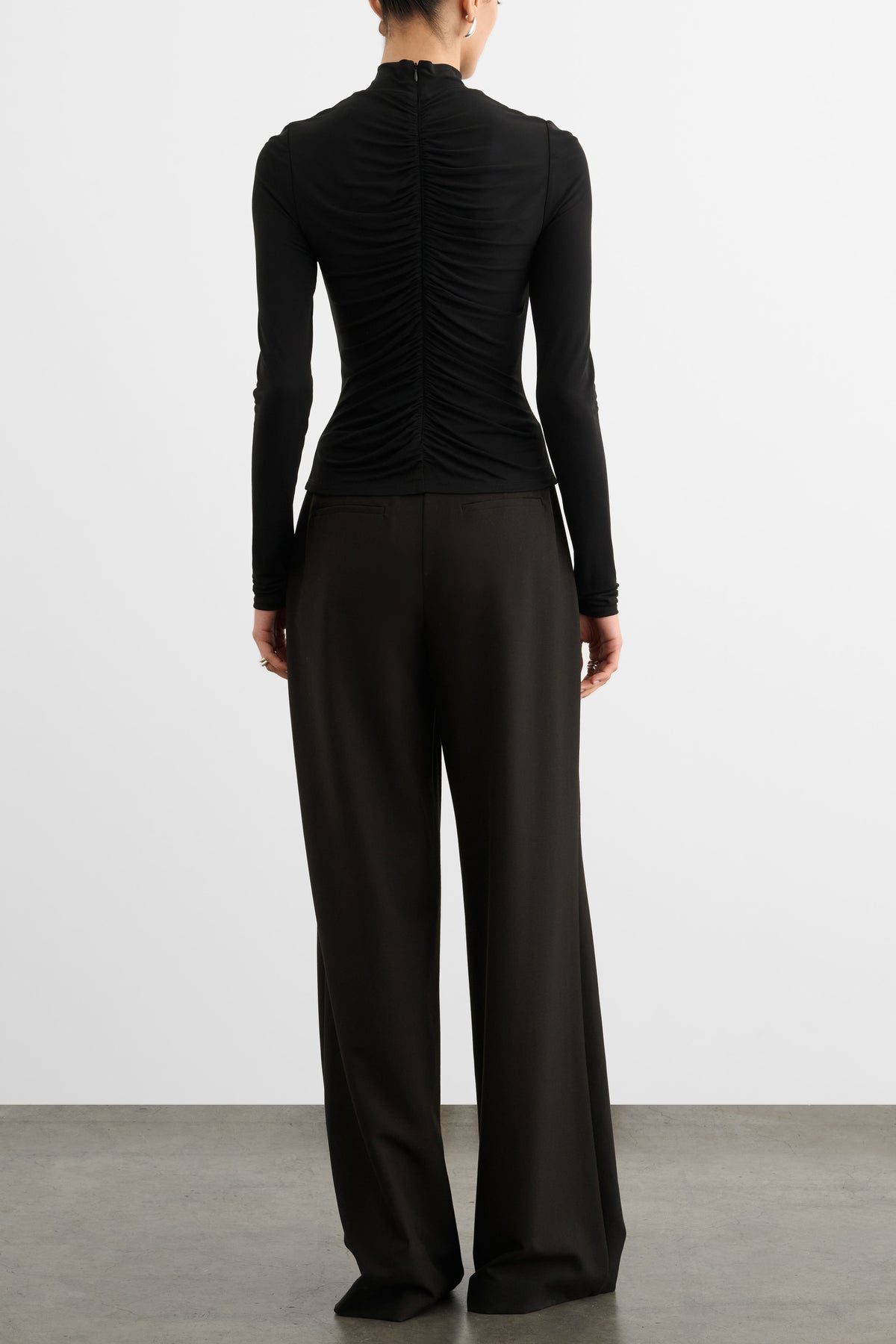 ANGELA MOCK NECK RUCHED LONG SLEEVE TOP