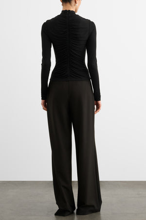 ANGELA MOCK NECK RUCHED LONG SLEEVE TOP