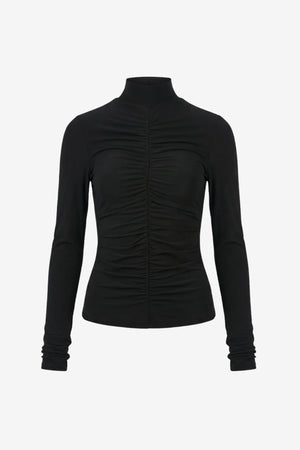 ANGELA MOCK NECK RUCHED LONG SLEEVE TOP