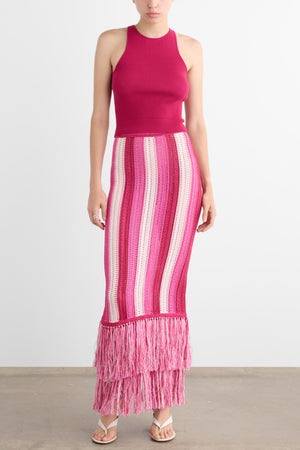 SALEM MIDI SKIRT WITH FRINGE