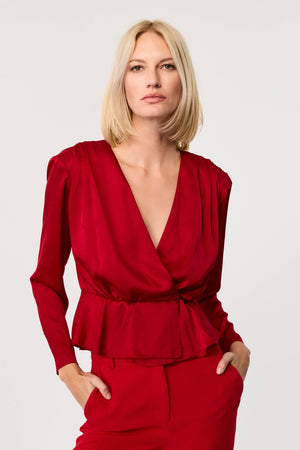 Adeline Silk  Peplum Top - Toccin