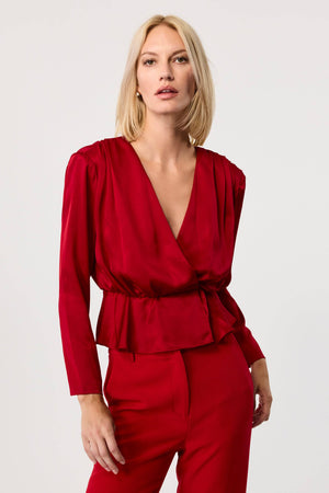 Adeline Silk  Peplum Top - Toccin