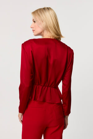 Adeline Silk Long Sleeve V Neck Top - Toccin