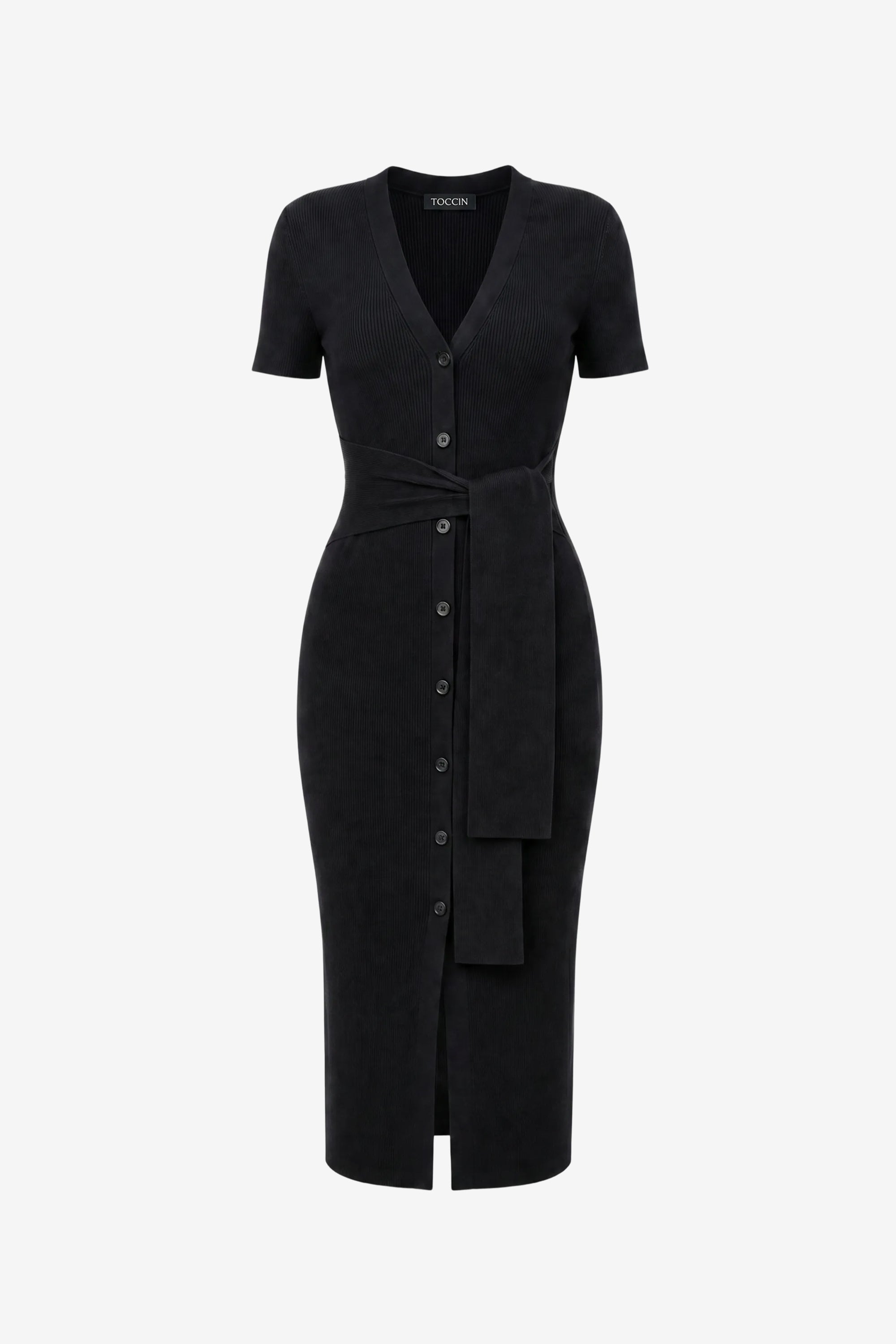 Agnes Short Sleeve Sweater Dress In Black