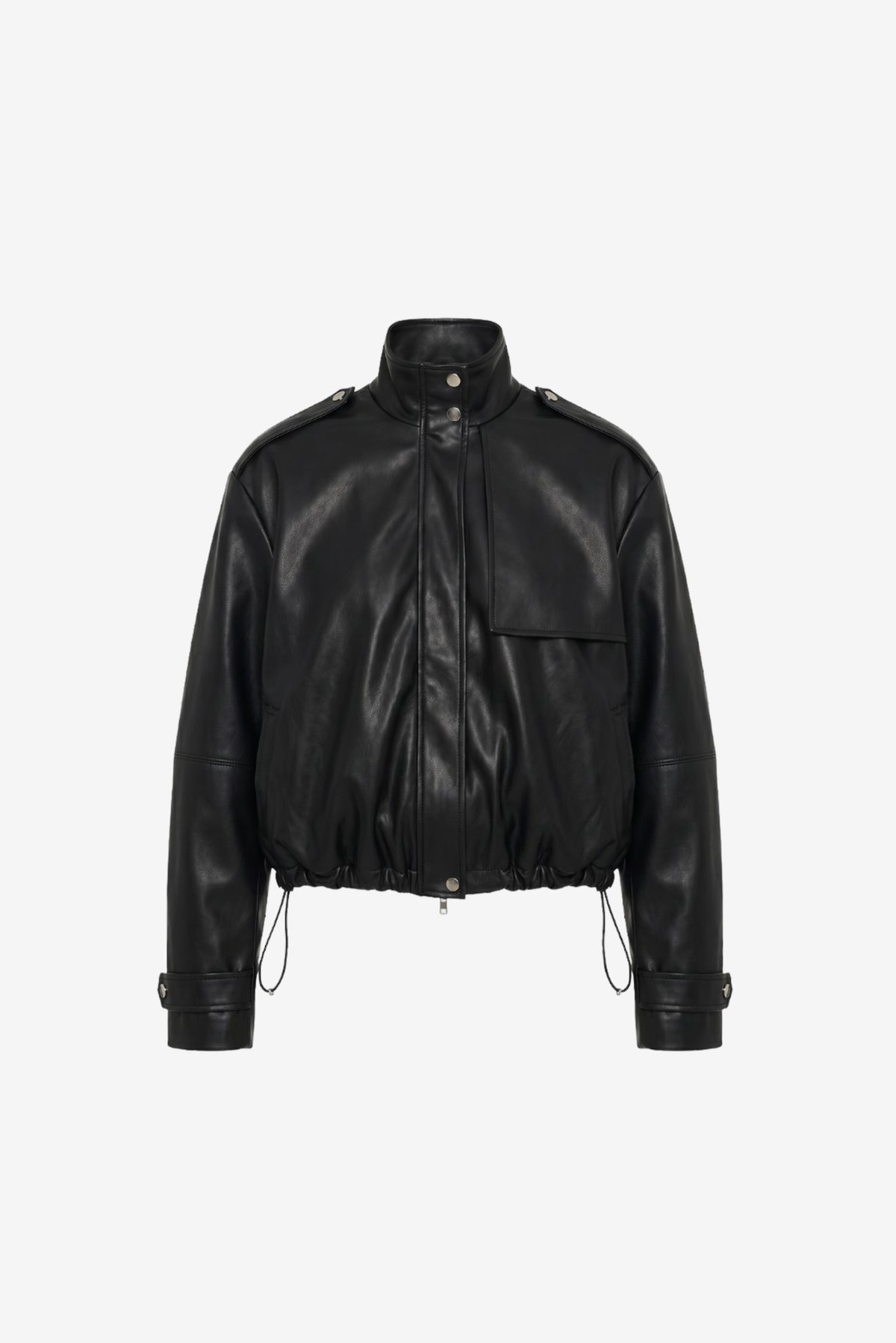 ALYSSA FUNNEL NECK BOMBER WITH DRAWSTRING DETAIL