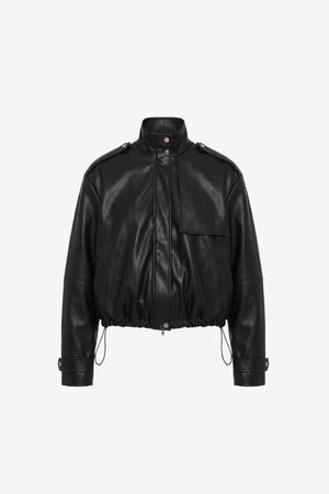ALYSSA FUNNEL NECK BOMBER WITH DRAWSTRING DETAIL