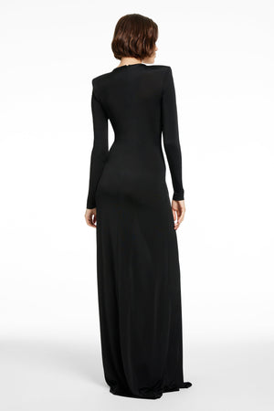 ANASTASIA STRONG SHOULDER DEEP V MAXI DRESS - Toccin