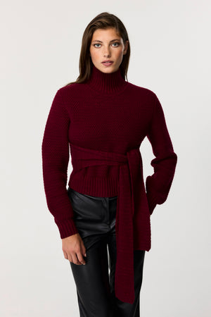 Aspen Long Sleeve Tie Front Pullover Sweater - Toccin