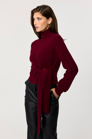 Aspen Long Sleeve Tie Front Pullover Sweater - Toccin