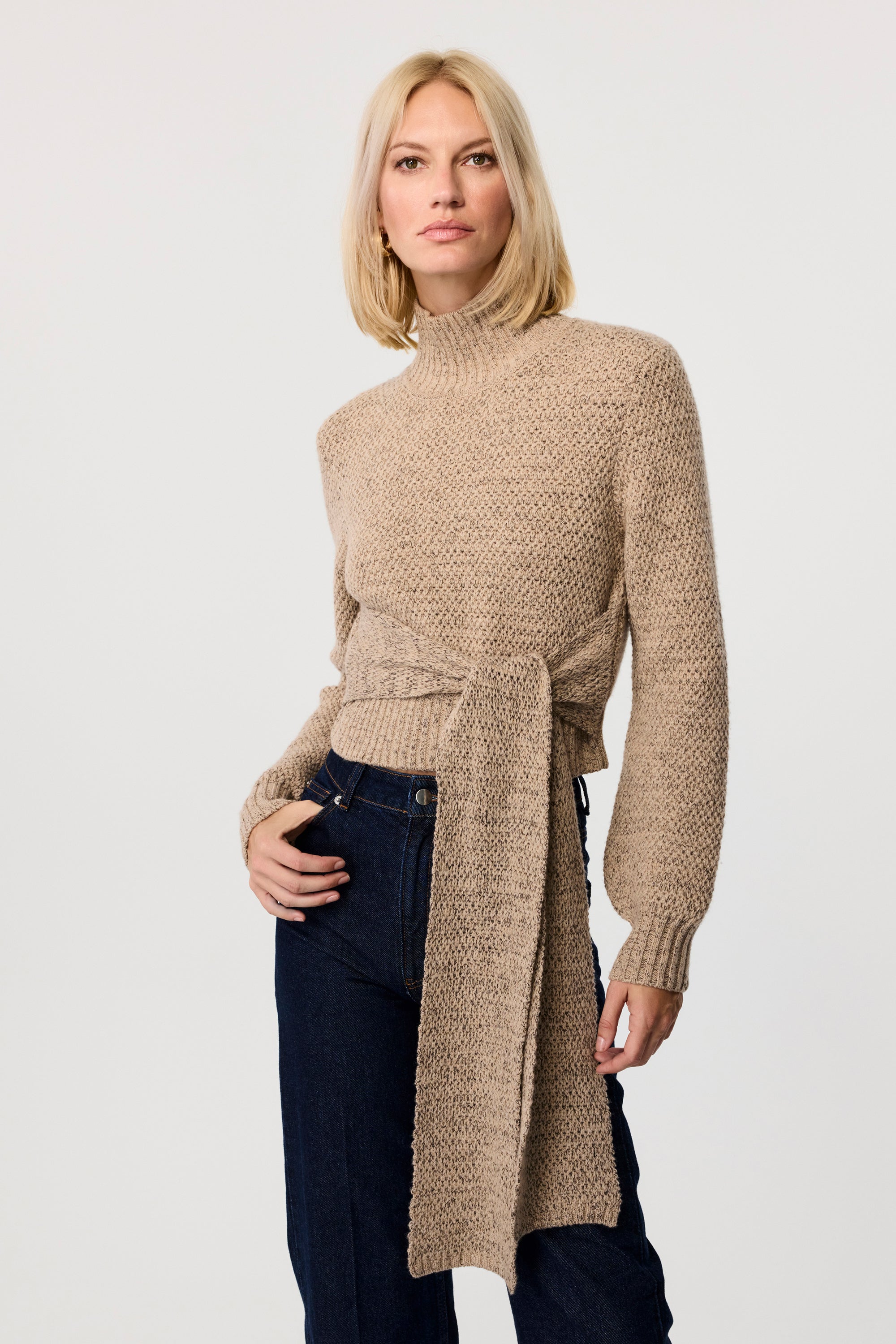 Aspen Long Sleeve Tie Front Pullover Sweater - Toccin