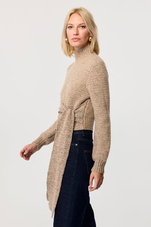 Aspen Long Sleeve Tie Front Pullover Sweater - Toccin