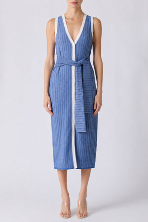 BEX TIE-FRONT SLEEVELESS MIDI DRESS