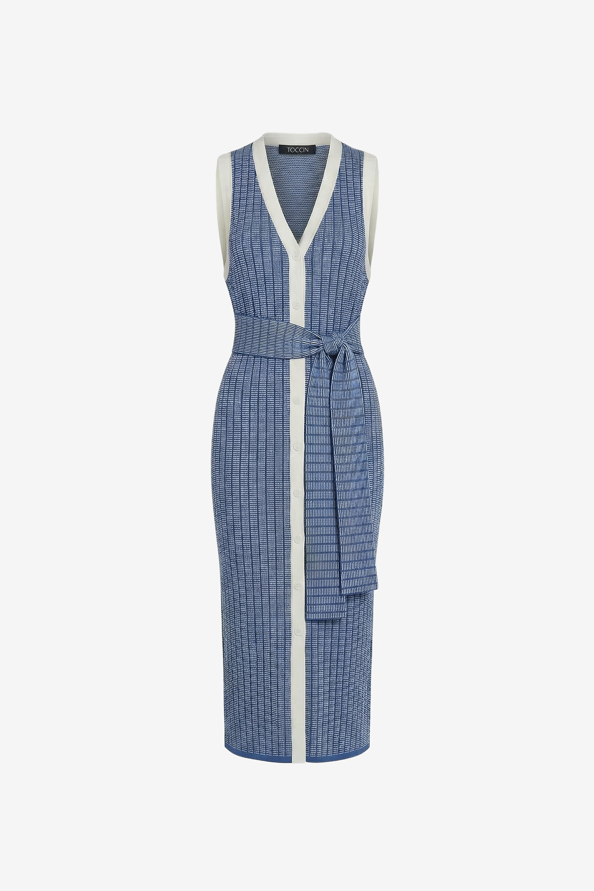 BEX TIE-FRONT SLEEVELESS MIDI DRESS
