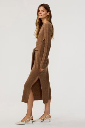 Blakely Crew Neck Tie Front Knit Dress