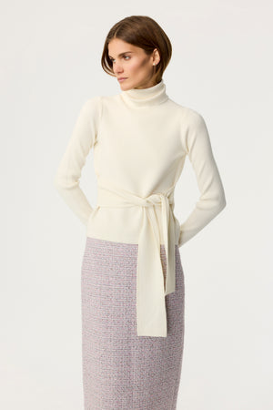 Brielle Tie-Front Turtleneck - Toccin