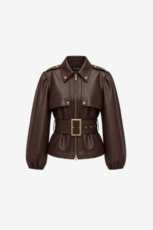 BRIGHTON BELTED ZIP-FRONT JACKET