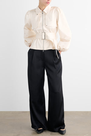 BRIGHTON BELTED ZIP-FRONT JACKET