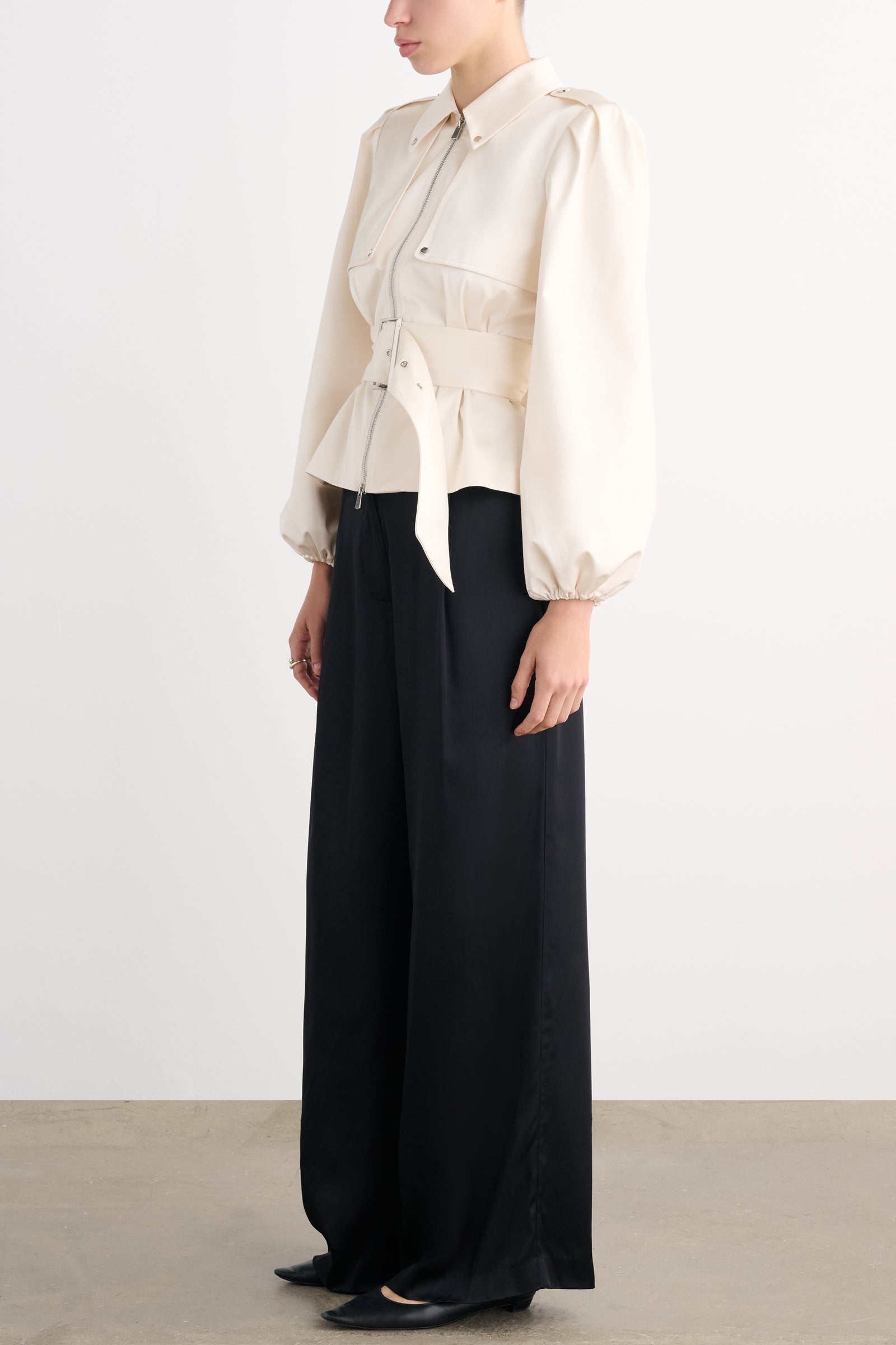 BRIGHTON BELTED ZIP-FRONT JACKET