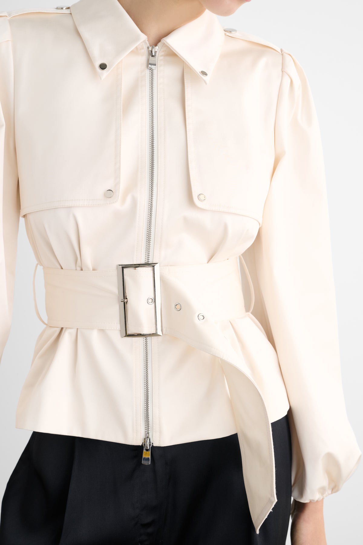 BRIGHTON BELTED ZIP-FRONT JACKET