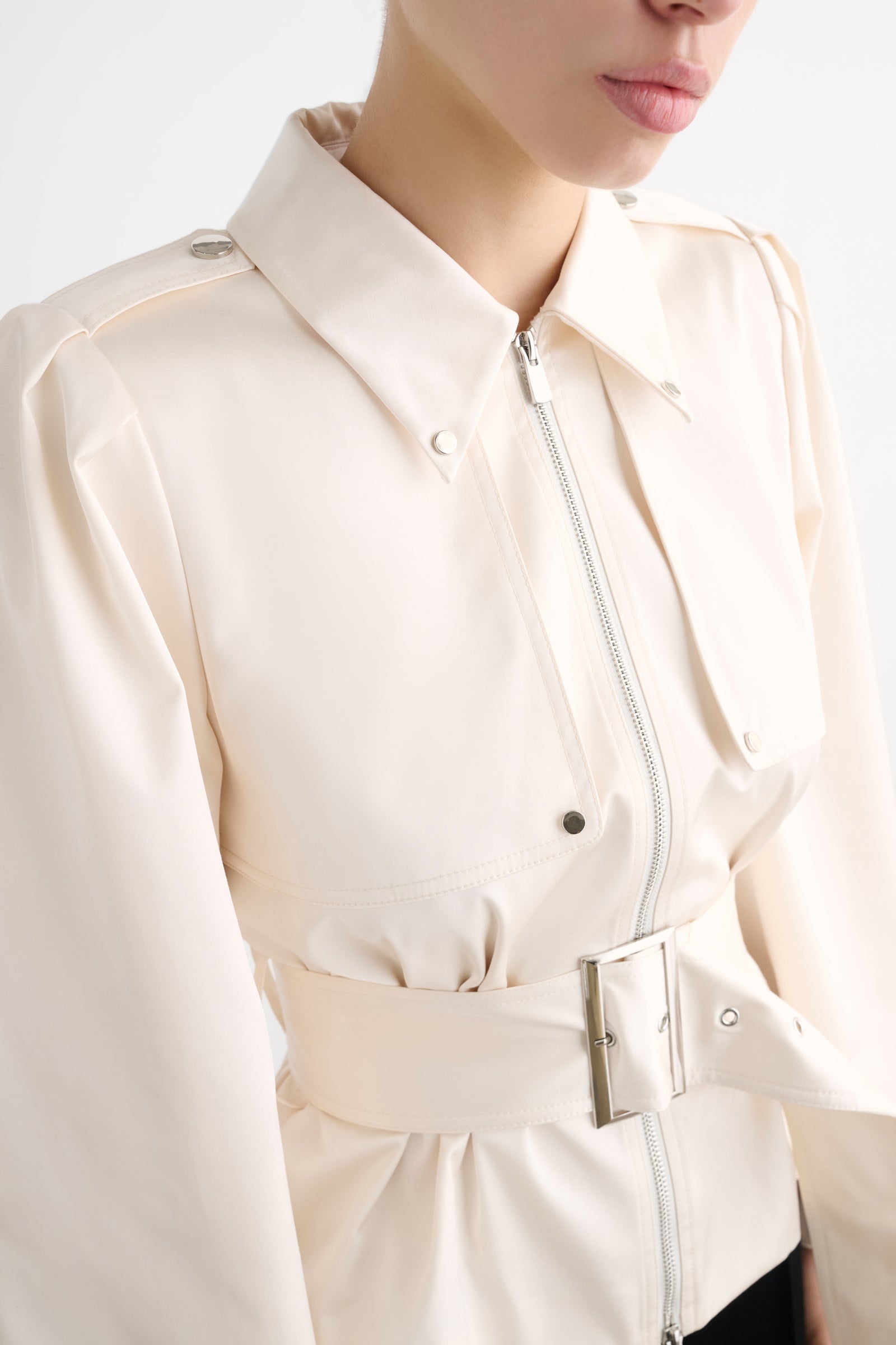 BRIGHTON BELTED ZIP-FRONT JACKET