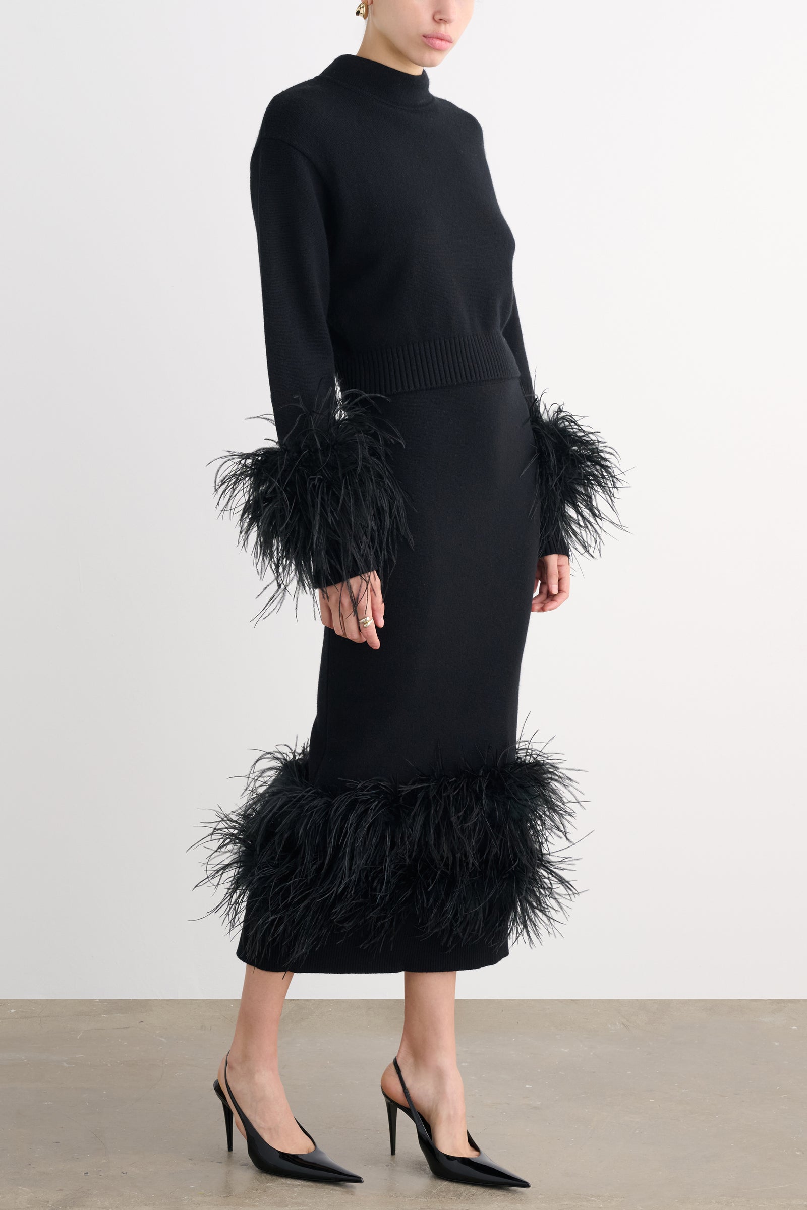 GIGI MIDI SKIRT WITH FEATHERS