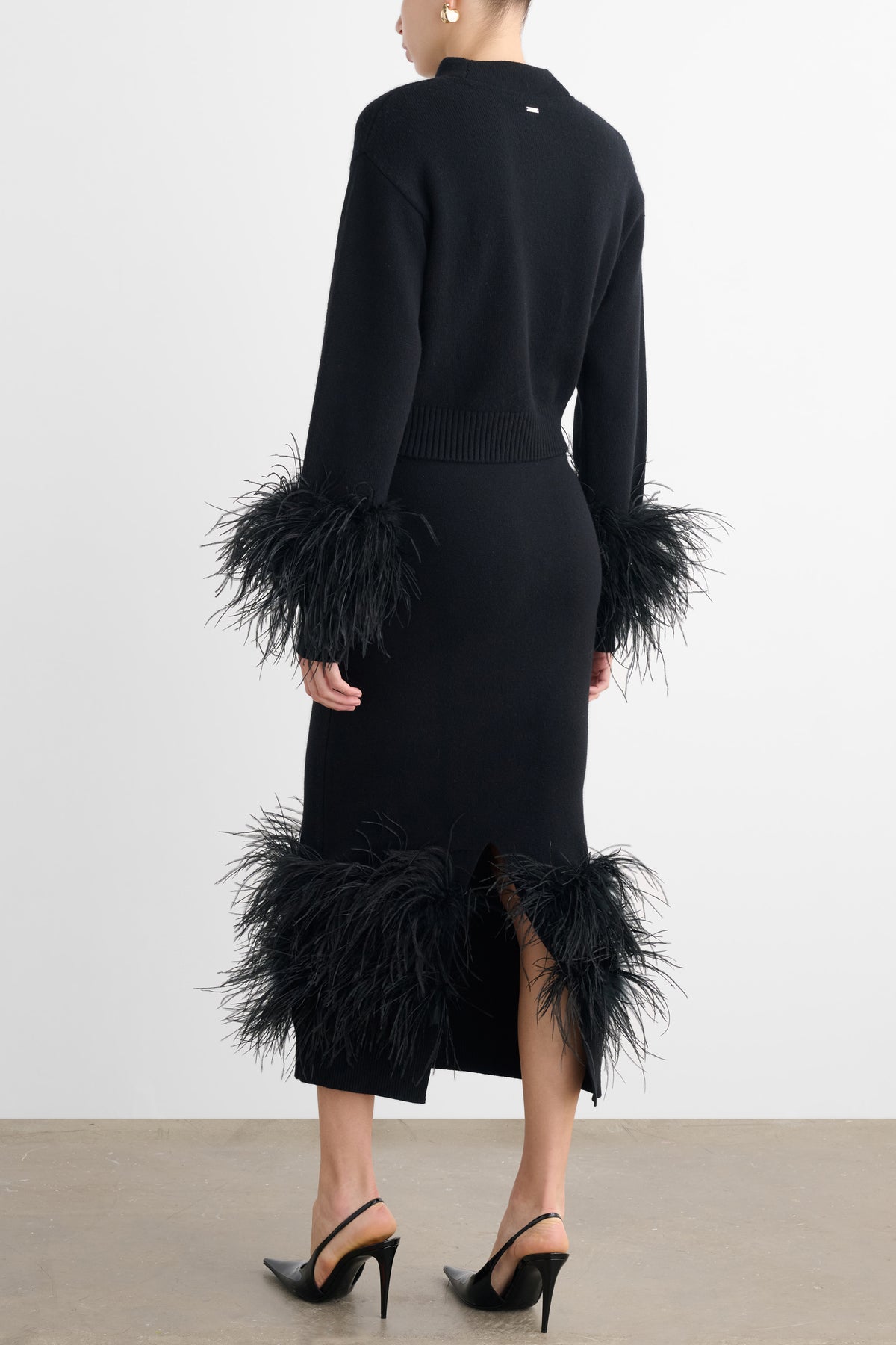 BRINA MOCK NECK SWEATER WITH FEATHERS