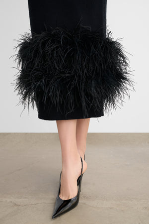 GIGI MIDI SKIRT WITH FEATHERS