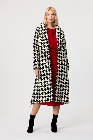 Brandy Houndstooth Trench Coat