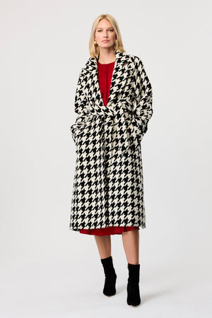 Brandy Houndstooth Trench Coat