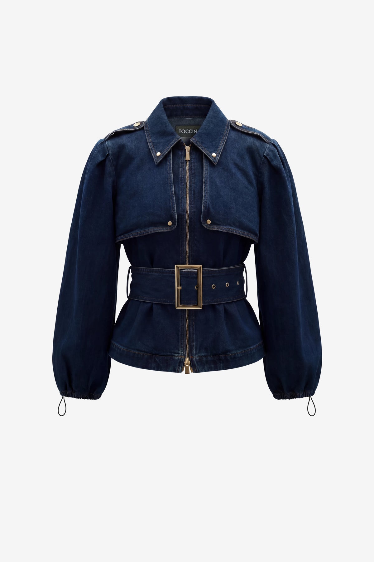 BRIGHTON BELTED ZIP-FRONT JACKET - Toccin