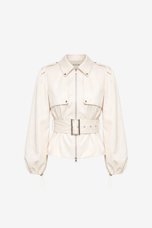 BRIGHTON BELTED ZIP-FRONT JACKET