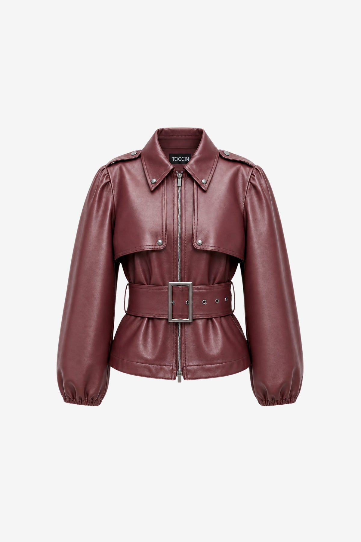 BRIGHTON BELTED ZIP-FRONT JACKET - Toccin
