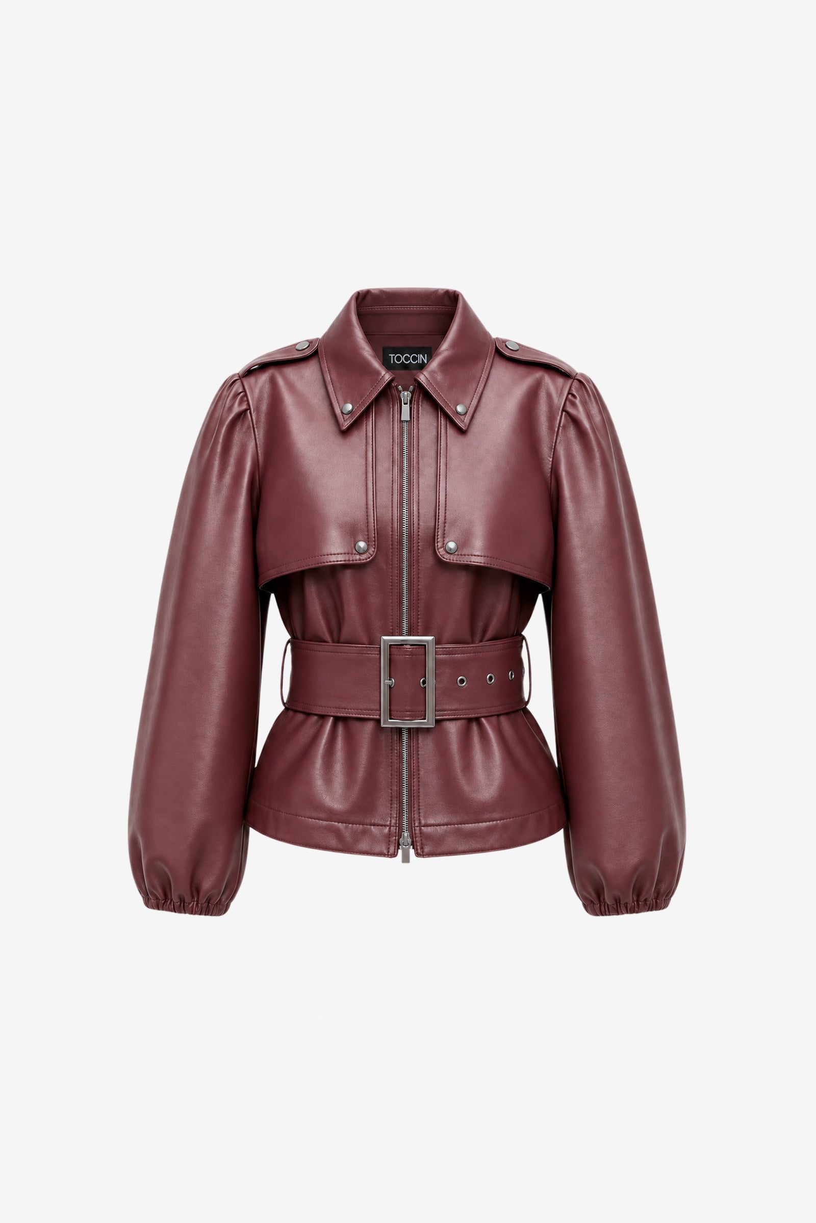 BRIGHTON BELTED ZIP-FRONT JACKET - Toccin