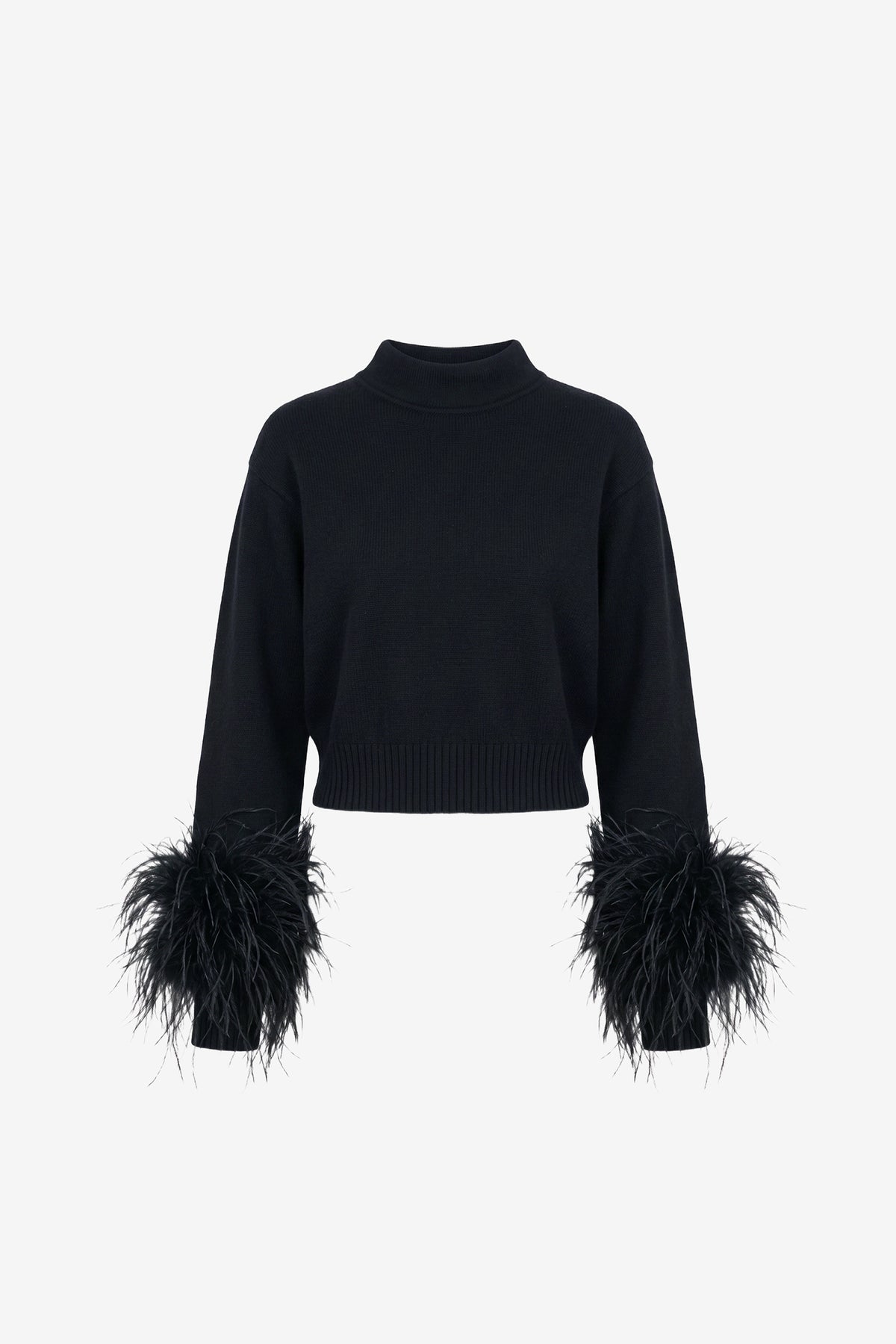 BRINA MOCK NECK SWEATER WITH FEATHERS