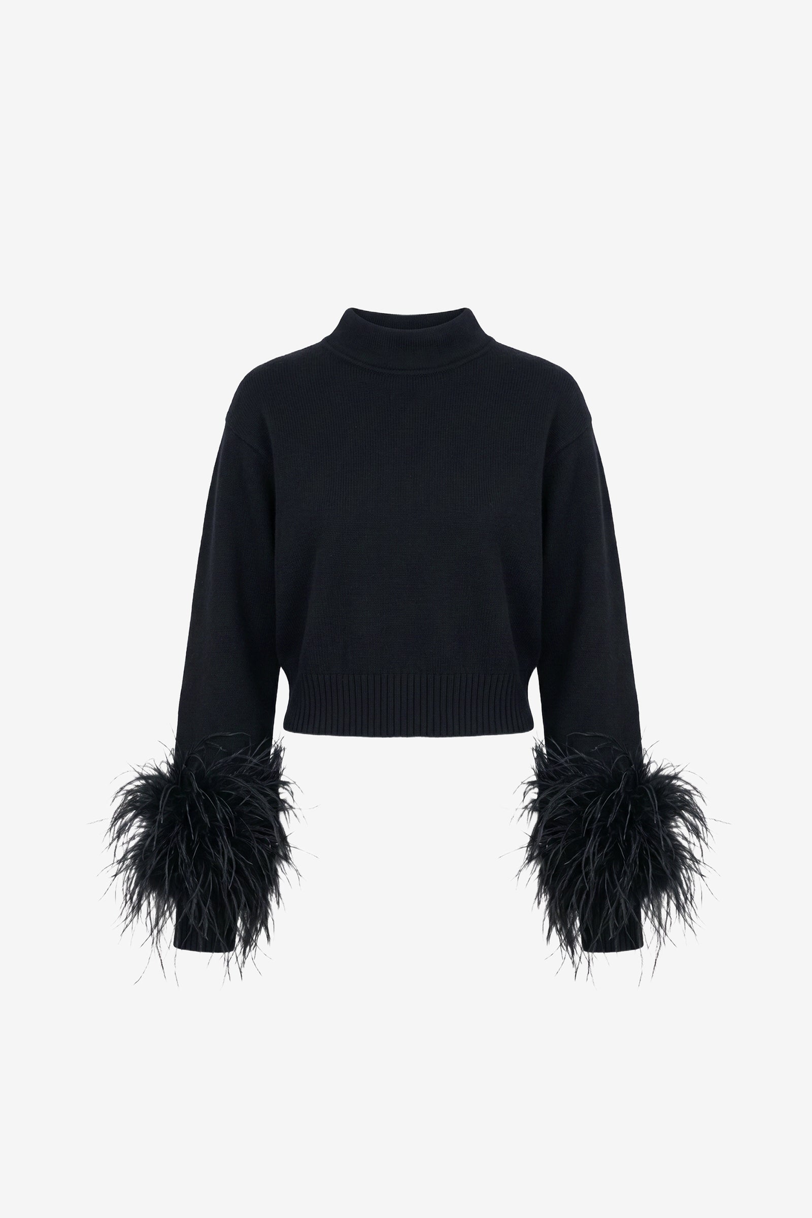 BRINA MOCK NECK SWEATER WITH FEATHERS