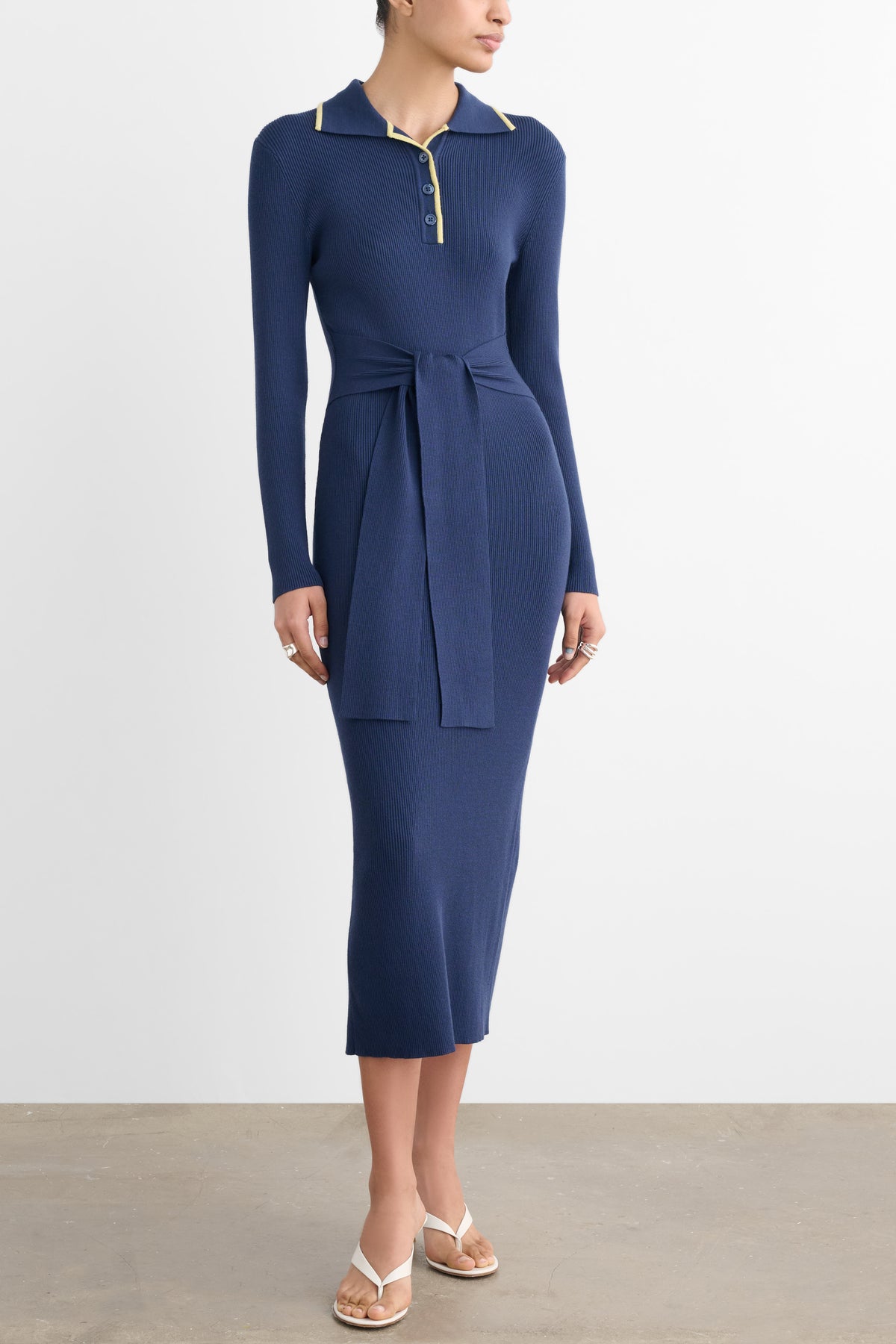 CARTER LONG SLEEVE POLO MIDI DRESS